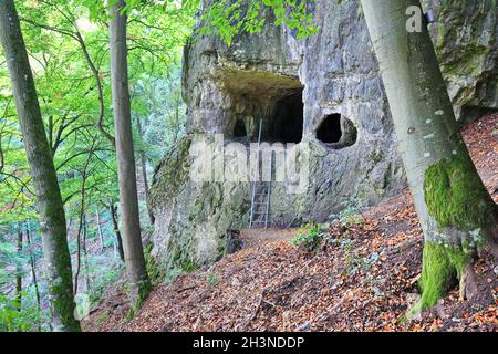 The rock gate is a sight of Emmendorf near Kinding Stock Photo