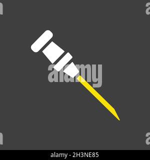 Catheter vector glyph icon on dark background. Medicine and healthcare, medical support sign. Graph symbol for medical web site and apps design, logo, Stock Vector
