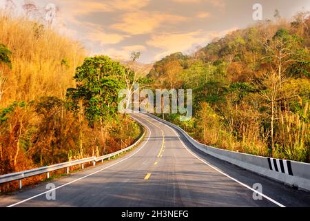 Scenic highway in mountains in North of Thailand. Stock Photo