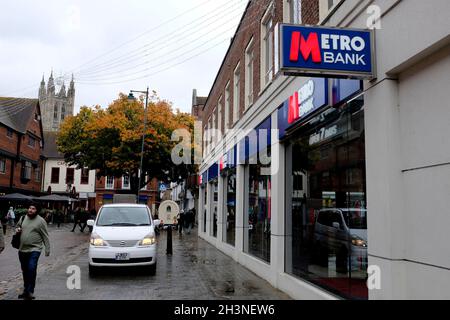 metro plc retail and commercial bank branch in city of canterbury,kent county, uk october 2021 Stock Photo
