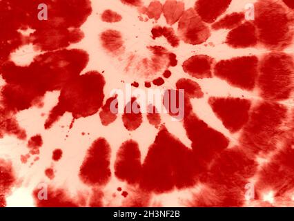 Red Dyeing Pattern. Spiral Water Dress. Artistic Stock Photo