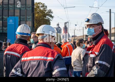 Steel action day of IG Metall, at 50 locations all over Germany, for FairWandel, the conversion of the steel industry to CO2 neutral industry, with jo Stock Photo