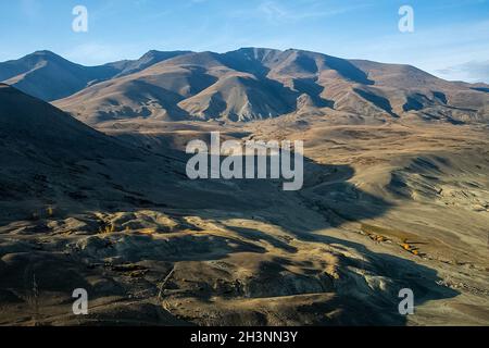 The altai mountains. landscape of nature on the Altai mountains and in the gorges between the mountains. Stock Photo