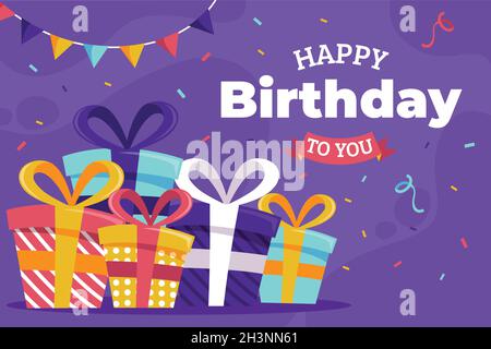 happy birthday you flat  with gift boxes vector design illustration Stock Vector