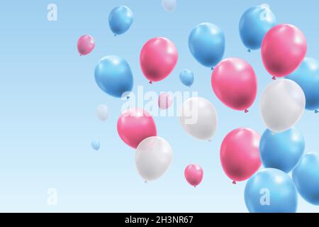 realistic balloons flying sky vector design illustration Stock Vector