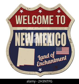 Welcome to New Mexico vintage rusty metal sign on a white background, vector illustration Stock Vector