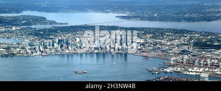 Aerial View of Downtown Seattle and surrounds Stock Photo - Alamy