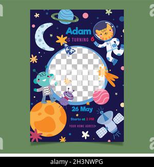 Happy boy and frame template illustration Stock Vector Image & Art - Alamy