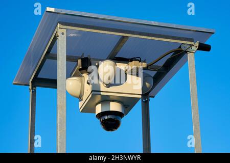 Surveillance cameras for monitoring public places in the city centre of Magdeburg in Germany Stock Photo