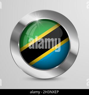 EPS10 Vector Patriotic Button with Tanzania flag colors. An element of impact for the use you want to make of it. Stock Vector