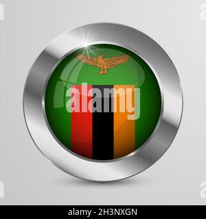EPS10 Vector Patriotic Button with Zambia flag colors. An element of impact for the use you want to make of it. Stock Vector
