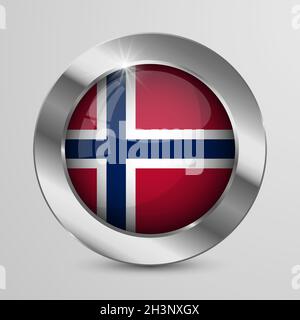 EPS10 Vector Patriotic Button with Norway flag colors. An element of impact for the use you want to make of it. Stock Vector