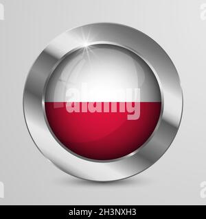 EPS10 Vector Patriotic Button with Poland flag colors. An element of impact for the use you want to make of it. Stock Vector