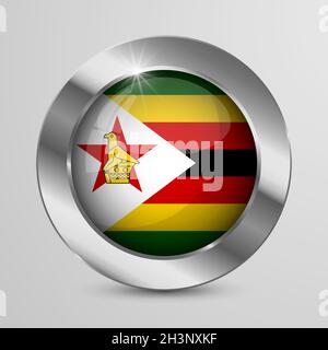 EPS10 Vector Patriotic Button with Zimbabwe flag colors. An element of impact for the use you want to make of it. Stock Vector