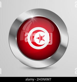 EPS10 Vector Patriotic Button with Tunisia flag colors. An element of impact for the use you want to make of it. Stock Vector