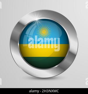 EPS10 Vector Patriotic Button with Rwanda flag colors. An element of impact for the use you want to make of it. Stock Vector