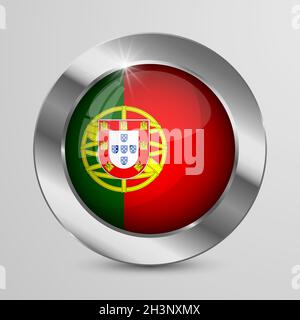 EPS10 Vector Patriotic Button with Portugal flag colors. An element of impact for the use you want to make of it. Stock Vector