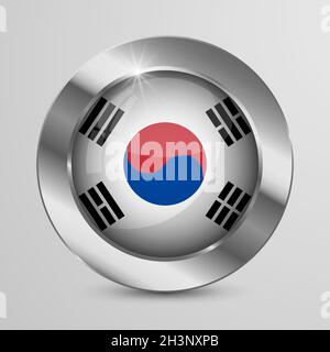 EPS10 Vector Patriotic Button with South Korea flag colors. An element of impact for the use you want to make of it. Stock Vector