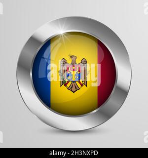 EPS10 Vector Patriotic Button with Moldova flag colors. An element of impact for the use you want to make of it. Stock Vector