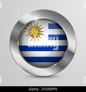 EPS10 Vector Patriotic Button with Uruguay flag colors. An element of impact for the use you want to make of it. Stock Vector