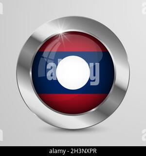 EPS10 Vector Patriotic Button with Laos flag colors. An element of impact for the use you want to make of it. Stock Vector