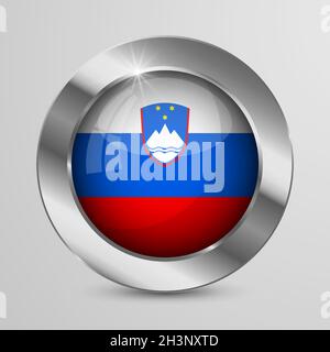 EPS10 Vector Patriotic Button with Slovenia flag colors. An element of impact for the use you want to make of it. Stock Vector