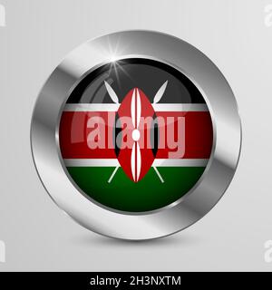 EPS10 Vector Patriotic Button with Kenya flag colors. An element of impact for the use you want to make of it. Stock Vector