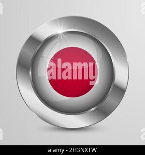 EPS10 Vector Patriotic Button with Japan flag colors. An element of impact for the use you want to make of it. Stock Vector