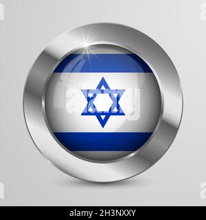 EPS10 Vector Patriotic Button with Israel flag colors. An element of impact for the use you want to make of it. Stock Vector