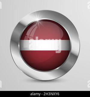 EPS10 Vector Patriotic Button with Latvia flag colors. An element of impact for the use you want to make of it. Stock Vector