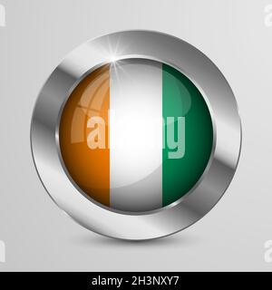 EPS10 Vector Patriotic Button with Ivory Coast flag colors. An element of impact for the use you want to make of it. Stock Vector