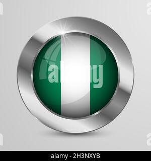 EPS10 Vector Patriotic Button with Nigeria flag colors. An element of impact for the use you want to make of it. Stock Vector