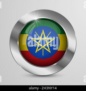 EPS10 Vector Patriotic Button with Ethiopia flag colors. An element of impact for the use you want to make of it. Stock Vector