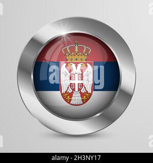 EPS10 Vector Patriotic Button with Serbia flag colors. An element of impact for the use you want to make of it. Stock Vector