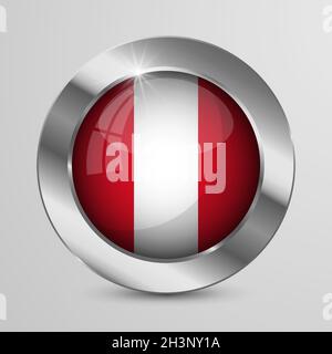 EPS10 Vector Patriotic Button with Peru flag colors. An element of impact for the use you want to make of it. Stock Vector