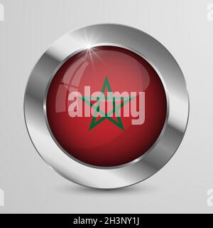 EPS10 Vector Patriotic Button with Morocco flag colors. An element of impact for the use you want to make of it. Stock Vector