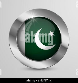 EPS10 Vector Patriotic Button with Pakistan flag colors. An element of impact for the use you want to make of it. Stock Vector