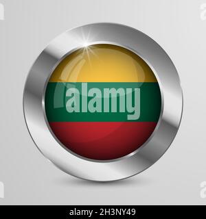EPS10 Vector Patriotic Button with Lithuania flag colors. An element of impact for the use you want to make of it. Stock Vector