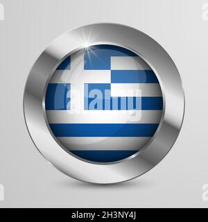 EPS10 Vector Patriotic Button with Greece flag colors. An element of impact for the use you want to make of it. Stock Vector