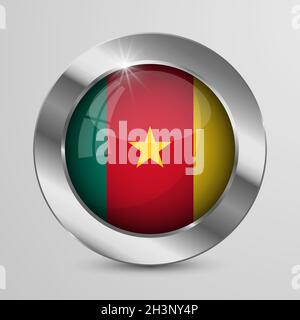 EPS10 Vector Patriotic Button with Cameroon flag colors. An element of impact for the use you want to make of it. Stock Vector