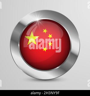 EPS10 Vector Patriotic Button with China flag colors. An element of impact for the use you want to make of it. Stock Vector