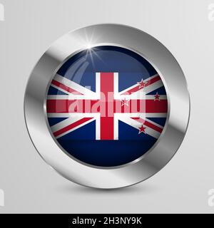 EPS10 Vector Patriotic Button with New Zealand flag colors. An element of impact for the use you want to make of it. Stock Vector