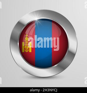 EPS10 Vector Patriotic Button with Mongolia flag colors. An element of impact for the use you want to make of it. Stock Vector