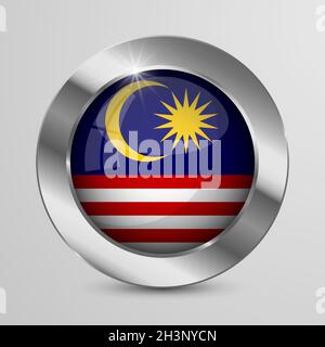 EPS10 Vector Patriotic Button with Malaysia flag colors. An element of impact for the use you want to make of it. Stock Vector