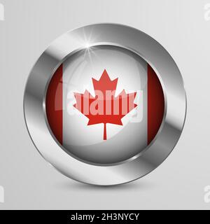 EPS10 Vector Patriotic Button with Canada flag colors. An element of impact for the use you want to make of it. Stock Vector