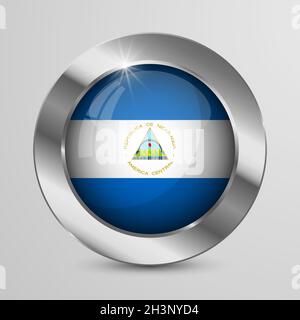 EPS10 Vector Patriotic Button with Nicaragua flag colors. An element of impact for the use you want to make of it. Stock Vector
