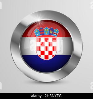 EPS10 Vector Patriotic Button with Croatia flag colors. An element of impact for the use you want to make of it. Stock Vector