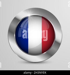 EPS10 Vector Patriotic Button with France flag colors. An element of impact for the use you want to make of it. Stock Vector