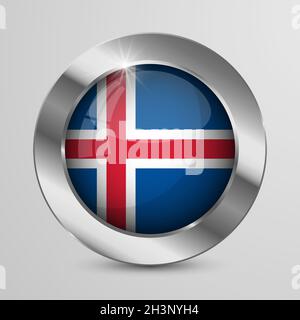 EPS10 Vector Patriotic Button with Iceland flag colors. An element of impact for the use you want to make of it. Stock Vector