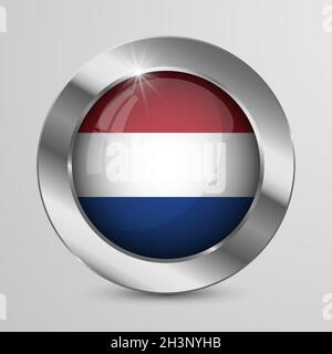 EPS10 Vector Patriotic Button with Netherlands flag colors. An element of impact for the use you want to make of it. Stock Vector